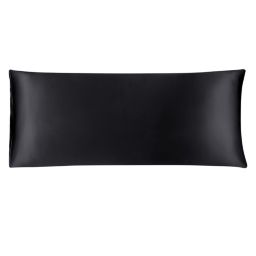 PiccoCasa Body Pillow Cover 20x48 Inch, Black Silky Satin Body Pillowcases for Hair and Skin Luxury Cooling Soft Smooth Washable, Solid Pillow Protector