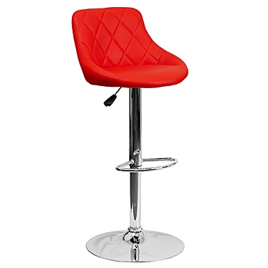 Emma + Oliver Red Vinyl Diamond Pattern Back/Bucket Seat Adjustable Barstool. View a larger version of this product image.