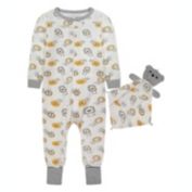 Sleep On It Infant Boys Golden Lions Zip-Front Coverall Pajama with Blankey Buddy