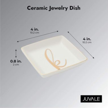 Juvale Letter K Ceramic Trinket Tray, Monogram Initials Jewelry Dish (4 x 4 Inches). View a larger version of this product image.