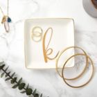 Alternate image 3 for Juvale Letter K Ceramic Trinket Tray, Monogram Initials Jewelry Dish (4 x 4 Inches)