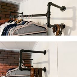 Kitcheniva Industrial Pipe Clothing Rack Wall-Mount Clothes Garment Organizer Hanger 100cm