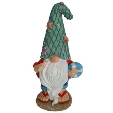 Santa's Workshop Outdoor Decorative 11.5" Resin Beach Gnome, Five Color Lights. View a larger version of this product image.