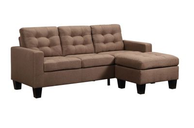 Yeah Depot Earsom Sectional Sofa (Rev. Chaise), Brown Linen