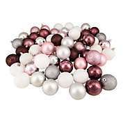 Northlight 60ct Pink, Silver and White Shatterproof 3-Finish Christmas Ball Ornaments 2.5" (60mm)