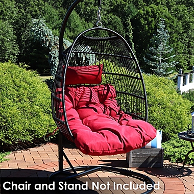 Sunnydaze Indoor/Outdoor Polyester Replacement Julia Hanging Egg Chair Cushion with Headrest - Red - 2pc. View a larger version of this product image.