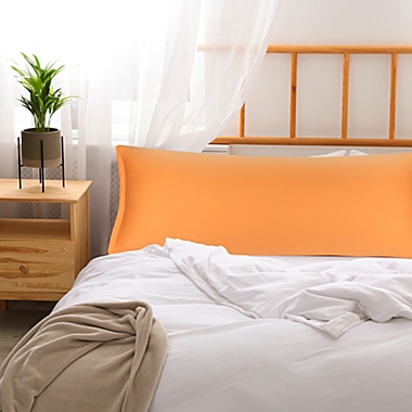 PiccoCasa Body Pillow Cover Pillowcase, 300 Thread Count Solid Pillow Protector, 100% Long Staple Combed Cotton, Body Pillow Case with Zipper Closure, 20"x48" Orange. View a larger version of this product image.
