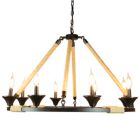 Alternate image 2 for Canyon Home Hinnes Gothic Wagon Wheel Light Fixture with 8 Bulb Overhead Lighting and Vintage Rope Decor for Home, Living or Dining Room, Foyer, or Entryway, Dimmable Options