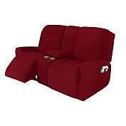 Stock Preferred 2-Seater Stretch Couch Slipcover Furniture Seat Cover in Wine Red