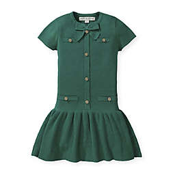 Hope & Henry Girls' Milano Drop Waist Sweater Dress (Green, 18-24 Months)