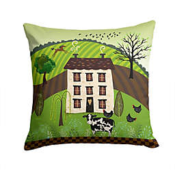 Caroline's Treasures Folk Art Country House Fabric Decorative Pillow 14 x 14