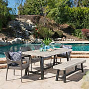Contemporary Home Living 6-Piece Gray Sandblast Finish Rectangular Outdoor Furniture Patio Dining Set