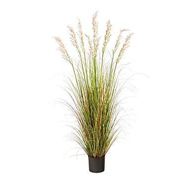 Nearly Natural 5.5&#39; Artificial Plume Grass Plant in Black Planter. View a larger version of this product image.