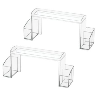mDesign Small 2-Tier Plastic High-Rise Bathroom Cabinet Organizer, 2 Pack, Clear. View a larger version of this product image.