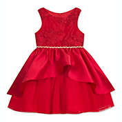 Rare Editions Little Girl&#39;s Lace Peplum Dress Red Size 5