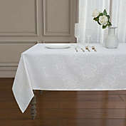 Kate Aurora Shabby Chic Floral Fabric Tablecloth - 60 in. W x 104 in. L, White