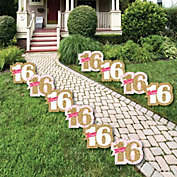 Big Dot of Happiness Sweet 16 - Sweet Sixteen Lawn Decorations - Outdoor Birthday Party Yard Decorations - 10 Piece