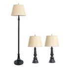 Alternate image 0 for Lalia Home Homely Oxford Classic 3 Piece Metal Lamp Set (2 Table Lamps, 1 Floor Lamp) For Living Room, Bedroom, Home Decor With Tan Tapered Drum Fabric Shades And Restoration Bronze Finish