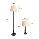 Alternate image 2 for Lalia Home Homely Oxford Classic 3 Piece Metal Lamp Set (2 Table Lamps, 1 Floor Lamp) For Living Room, Bedroom, Home Decor With Tan Tapered Drum Fabric Shades And Restoration Bronze Finish