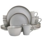 Alternate image 0 for Elama Louis 16 Piece Stoneware Dinnerware Set in Matte Slate with Gold Rim