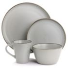 Alternate image 1 for Elama Louis 16 Piece Stoneware Dinnerware Set in Matte Slate with Gold Rim