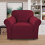 PRIMEBEAU 1 Piece Sofa Cover 1 Seater Soft Couch Cover(Armchair 32"-48", Burgundy)
