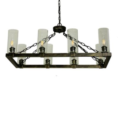 Canyon Home Kiska Kitchen Island Chandelier Light w/ Glass Lamp Shades (8 Bulb) Matte Black Steel, Adjustable Chain Length   Modern Home Décor