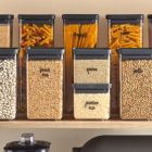 Alternate image 1 for Talented Kitchen 375 Preprinted Kitchen Labels for Pantry Containers, Preprinted Black Script on Clear Stickers + Expiration Date + Numbers for Food Storage. Organization Canisters and Jars (Water Resistant)