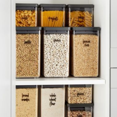 Talented Kitchen 375 Preprinted Kitchen Labels for Pantry Containers, Preprinted Black Script on Clear Stickers + Expiration Date + Numbers for Food Storage. Organization Canisters and Jars (Water Resistant). View a larger version of this product image.