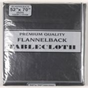 Carnation Home Fashions Vinyl Tablecloth with Polyester Flannel Backing - Black 52x70"