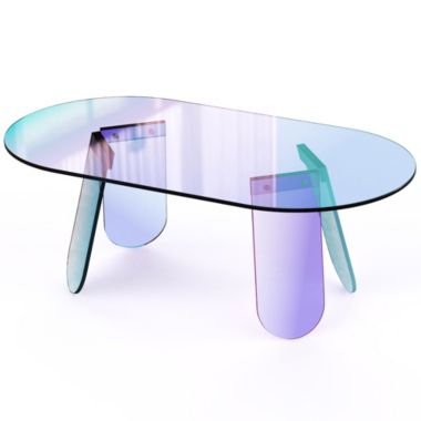 Rainbean 37.4 in. Multi-color Oval Acrylic Coffee Table. View a larger version of this product image.