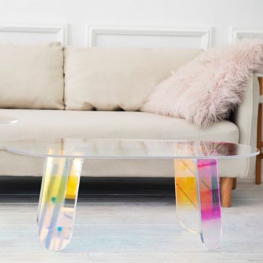 Rainbean 37.4 in. Multi-color Oval Acrylic Coffee Table. View a larger version of this product image.