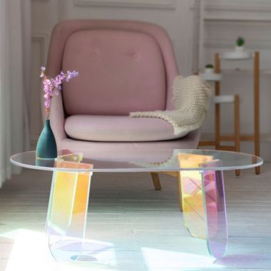 Rainbean 37.4 in. Multi-color Oval Acrylic Coffee Table. View a larger version of this product image.