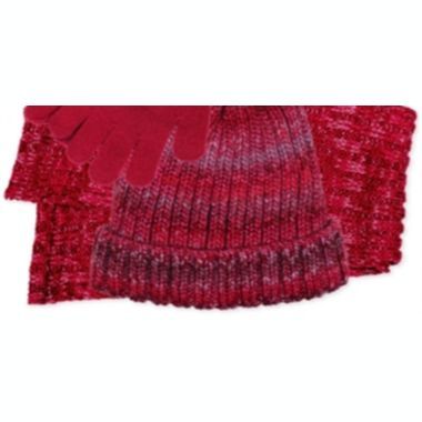 Fab Big Girl's 3 Pc Beanie Scarf & Gloves Set Pink One Size. View a larger version of this product image.