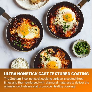 Gotham Steel Fry Pan Cast Textured Coating Nonstick Pan 5.5″ Black. View a larger version of this product image.
