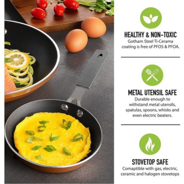 Gotham Steel Fry Pan Cast Textured Coating Nonstick Pan 5.5″ Black. View a larger version of this product image.