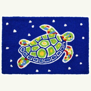 Homefires Rugs 1.5' x 2.5' Vibrant Rectangular Painted Turtle Polyester Indoor and Outdoor Area Throw Rug. View a larger version of this product image.