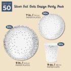 Alternate image 3 for Blue Panda 150 Piece Silver Polka Dots Paper Plates and Cups, Disposable Dinnerware Set for Silver Party Decorations (Serves 50)