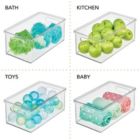 Alternate image 3 for mDesign Plastic Storage Bin Box Container, Lid and Handles, 8 Pack, Clear/Clear