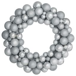 Northlight Silver Splendor 3-Finish Shatterproof Ball Christmas Wreath  24