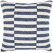 HomeRoots Home Decor. Navy Blue and Ivory Irregular Stripes Throw Pillow.