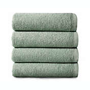 NY Loft Aqua Grey 4 Pack Cotton Bath Towel Set, Greenwich Collection
