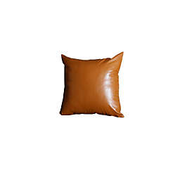 HomeRoots XL Rustic Brown Faux Leather Lumbar Pillow Cover - 22