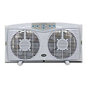Optimus 8 in. Electric Reversible Twin Window Fan with Thermostat & LED