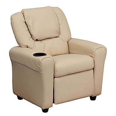 Flash Furniture Contemporary Beige Vinyl Kids Recliner With Cup Holder And Headrest - Beige Vinyl. View a larger version of this product image.