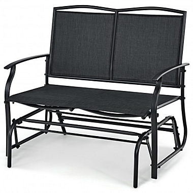 Costway Iron Patio Rocking Chair for Outdoor Backyard and Lawn-Black. View a larger version of this product image.