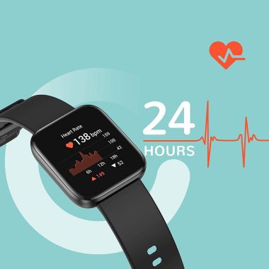 Letsfit Smartwatch Fitness Tracker with Blood Oxygen Saturation & Heart Rate Monitor, IP68 Waterproof Cardio For iPhone and Android IW1- Black. View a larger version of this product image.