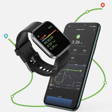 Letsfit Smartwatch Fitness Tracker with Blood Oxygen Saturation & Heart Rate Monitor, IP68 Waterproof Cardio For iPhone and Android IW1- Black. View a larger version of this product image.