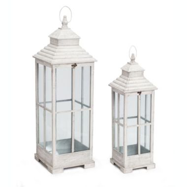 Melrose Home Decorative Lantern (Set of 2) 27.5"H, 38"H Wood. View a larger version of this product image.