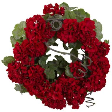 Nearly Natural 4986 Geranium Wreath, 17-Inch,Multi Color. View a larger version of this product image.
